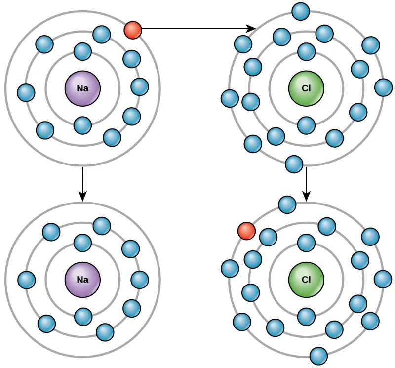  Diagram shows electron transfer between elements.