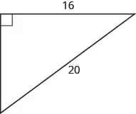 A right triangle with one leg marked 16 and hypotenuse marked 20.