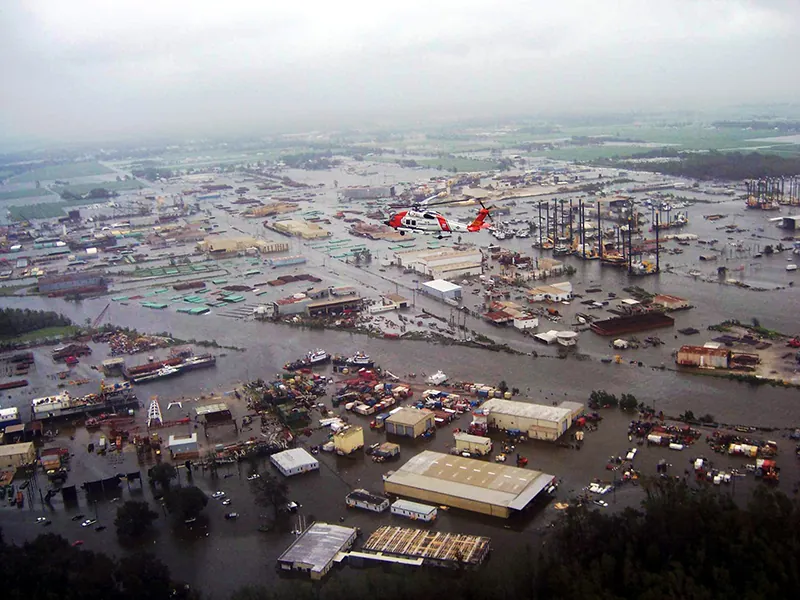 New Iberia, Louisiana, flooded after Hurricane Ike in September 2008.