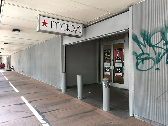 A photo shows the entrance of the Macy's department store in Miami.