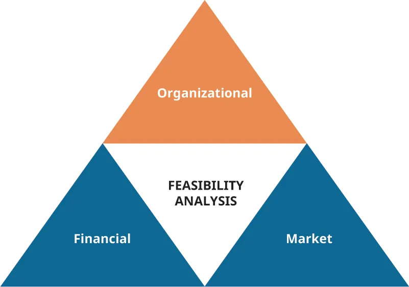 A feasibility analysis consists of financial, market, and organizational components.