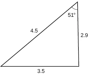 A triangle. One angle is 51 degrees with opposite side = 3.5. The other two sides are 4.5 and 2.9.