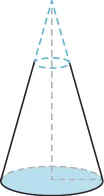 An image of a cone is shown. There is a dark dotted line at the top indicating a smaller cone.