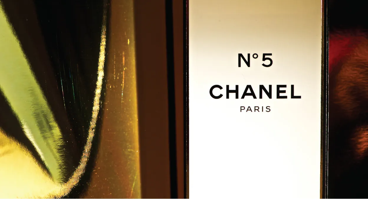 An image of a box of Chanel Number 5 perfume.