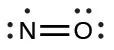 A Lewis structure shows a nitrogen atom, with one lone pair and one lone electron double bonded to an oxygen atom with two lone pairs of electrons.
