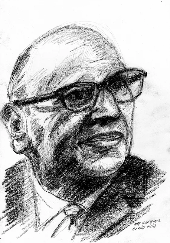 A sketch of Max Horkheimer’s face and head.