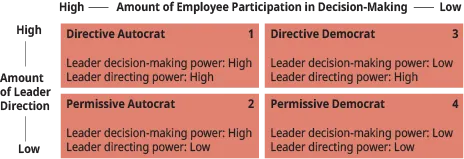 A diagram shows the matrix of the “Directive/Permissive Leadership Styles” depicting four different leadership styles.
