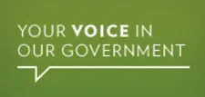 An image of a comment bubble that reads “Your voice in our government”.