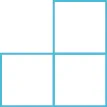 Three squares are shown. There is one on the bottom left, one on the bottom right, and one on the top right.
