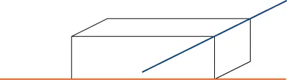 Esta figura tiene dos segmentos de línea. Son tridimensionales, no son paralelas y no se intersecan. Las direcciones son diferentes y una está por encima de la otra.
