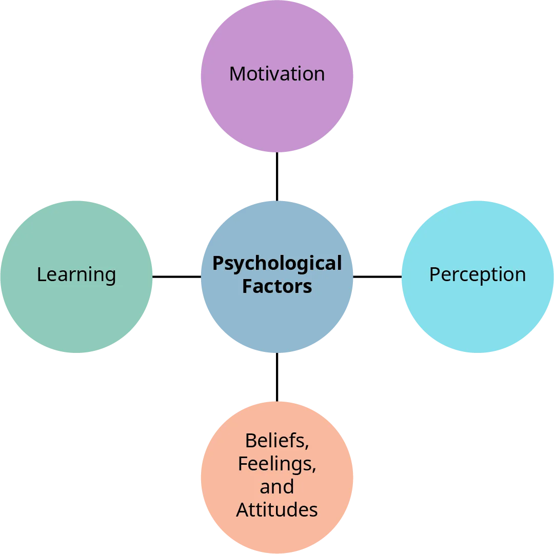 Psychological factors that influence consumer buying behavior are motivation, perception, learning, and beliefs, feelings, and attitudes.