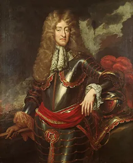 A portrait of James II is shown.