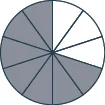 A circle is divided into 10 equal pieces. 7 of the pieces are shaded.
