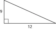 The figure is a right triangle with sides 9 units and 12 units.