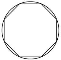 An octagon inscribed in a circle.