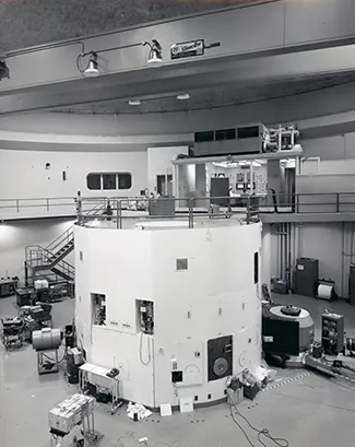 Inside a nuclear research reactor.