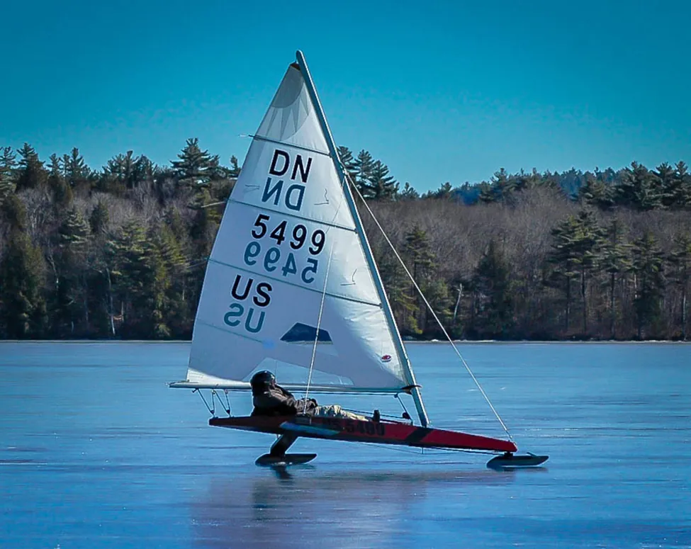 Photo of an iceboat in action.