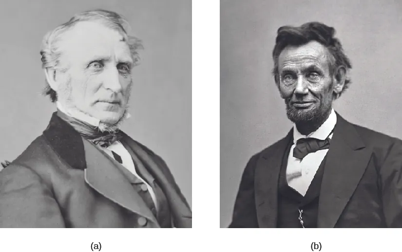 Photo A is of John Bingham. Photo B is of Abraham Lincoln.