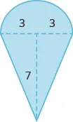 A geometric shape is shown. It is a rectangle attached to a semi-circle. The base of the rectangle is labeled 5, the height is 7.
