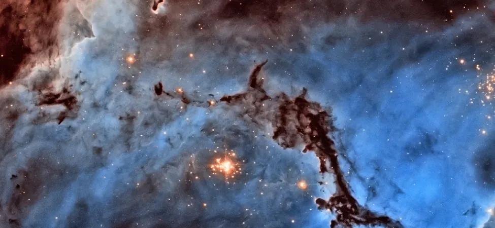 Una foto de una nebulosa (N G C 1 7 6 3 en la gran nube de Magallanes).