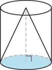 An image of a cone is shown. There is a cylinder drawn around it.