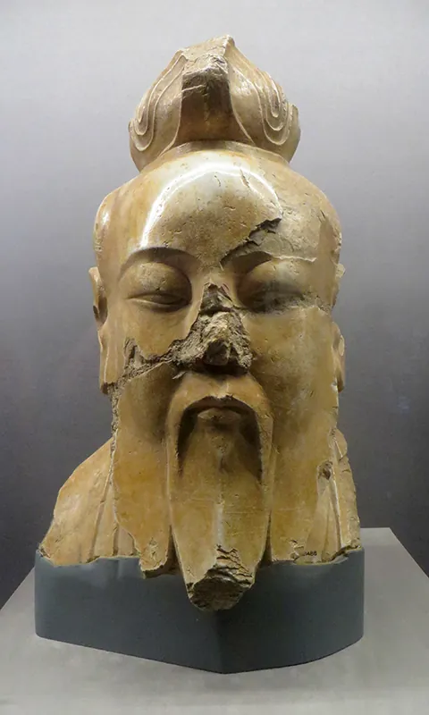 Bust of Laozi, a legendary Daoist philosopher, the alternate title of the early Chinese text, better known in the West as the Daodejing, which was primary Daoist writing.
