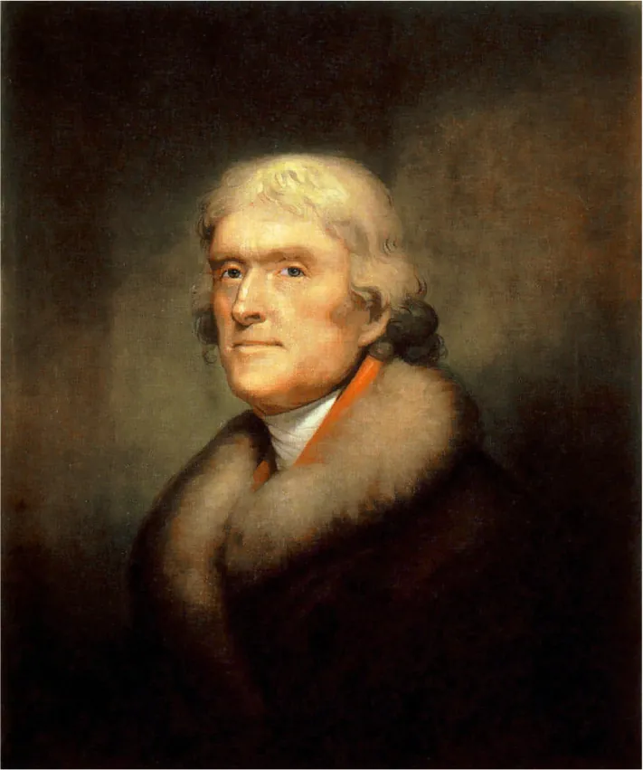 A portrait of Thomas Jefferson.