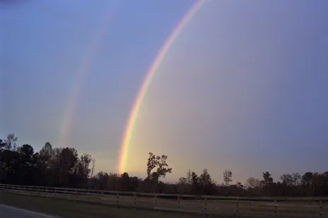 Una fotografía de un arcoíris doble.