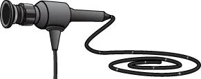 A sketch of an endoscope shows the eyepiece attached to an optic tube.
