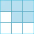 A square is shown. It is divided into 9 equal pieces. 5 pieces are shaded.