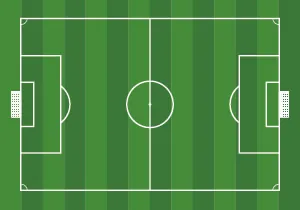 The figure is an illustration of rectangular soccer field.