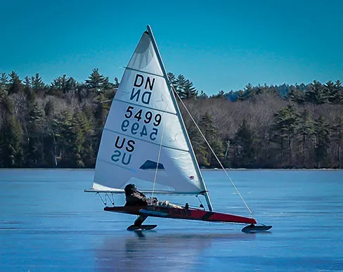 An image of an iceboat in action.