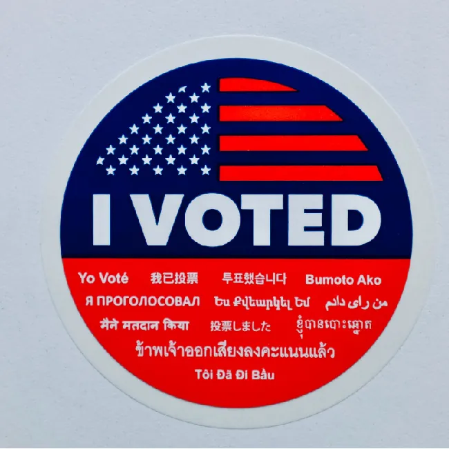 I voted sticker in 13 different languages