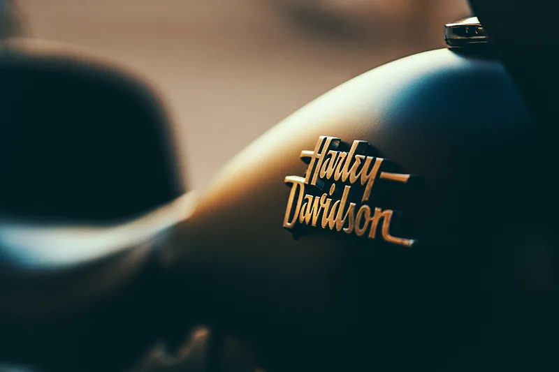 A close up of the Harley Davidson logo.