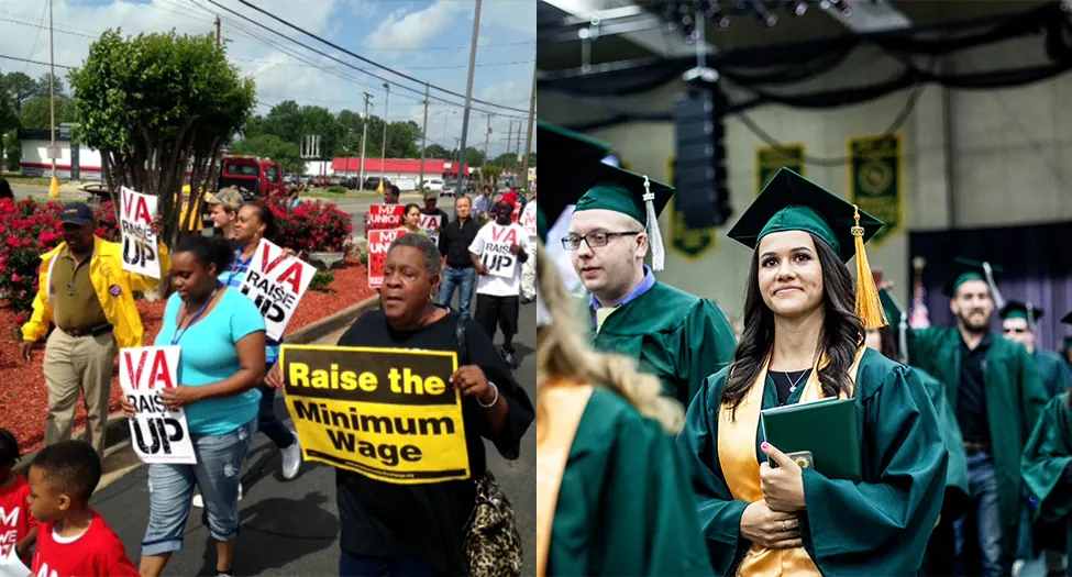 This photograph shows people protesting in response to Wisconsin governor Scott Walker’s collective bargaining laws.