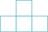 Four squares are shown. Three form a horizontal line, and there is one above the center square.