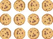 An image of three rows of four cookies to show twelve cookies.