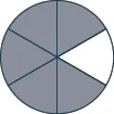 A circle is shown. It is divided into 6 equal pieces. 5 pieces are shaded.