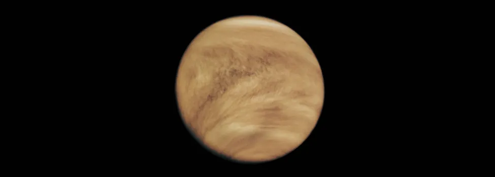 Image of Venus in ultraviolet light. Only cloud-tops, which cover the entire planet, are visible in this image.