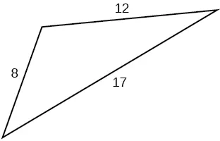 A triangle with sides 8, 12, and 17. Angles unknown.