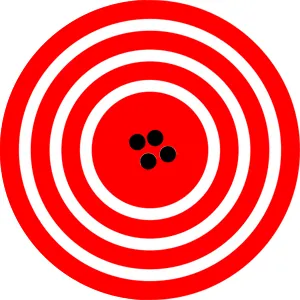 A red target is shown with four dots that represent attempts by a GPS system to locate a restaurant at the center of the bull’s-eye. The dots are concentrated close to one another, indicating high precision, and they are very close to the actual location of the restaurant, indicating high accuracy.