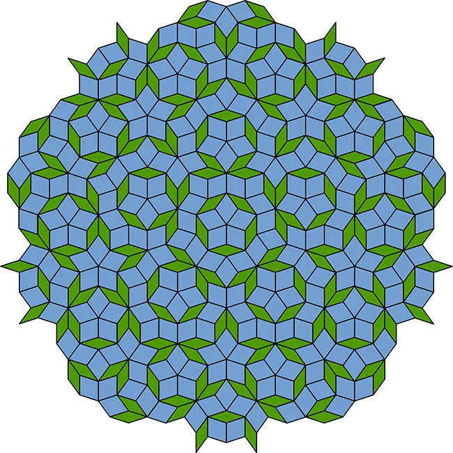 A penrose tiling made up of parallelograms.