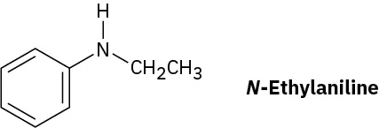 The structure of N-ethylaniline, a derivative of aniline where an ethyl group replaces one of the hydrogen atoms of the amine.