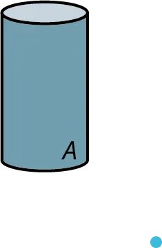 A cylinder and a point. The bottom-right of the cylinder is marked A.