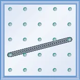 The figure shows a grid of evenly spaced dots. There are 5 rows and 5 columns. There is a rubber band style loop connecting the point in column 1 row 4 and the point in column 5 row 3.