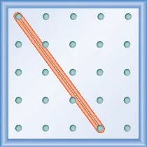 The figure shows a grid of evenly spaced dots. There are 5 rows and 5 columns. There is a rubber band style loop connecting the point in column 1 row 1 and the point in column 4 row 5.