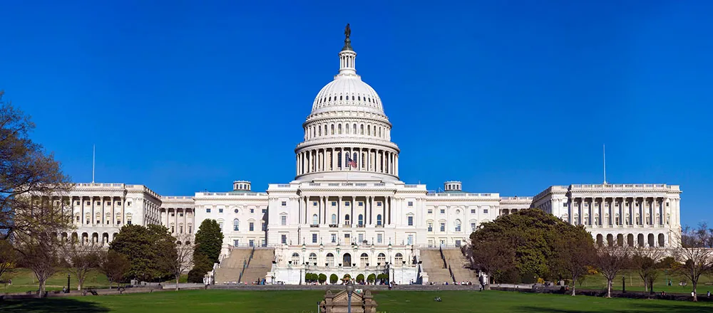 A photograph shows the U.S. capitol, where Congress meets.