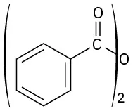 The structure shows a benzene ring attached to a carbonyl group enclosed in parentheses with a subscript two. The carbonyl carbon is single-bonded to an oxygen atom.