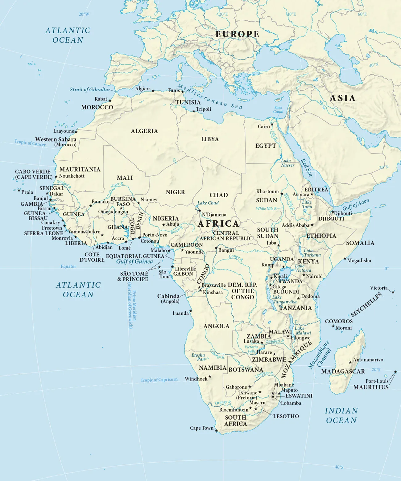 Map of the African continent.
