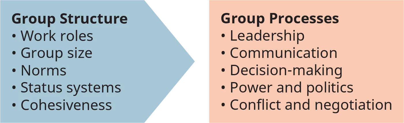 A diagram shows different group structures that result in group processes.